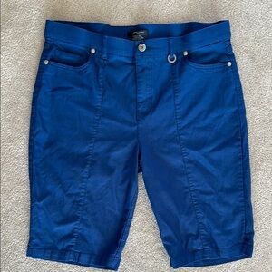 Simon Chang Royal Blue Flat Front Shorts with Denim-Like Texture
